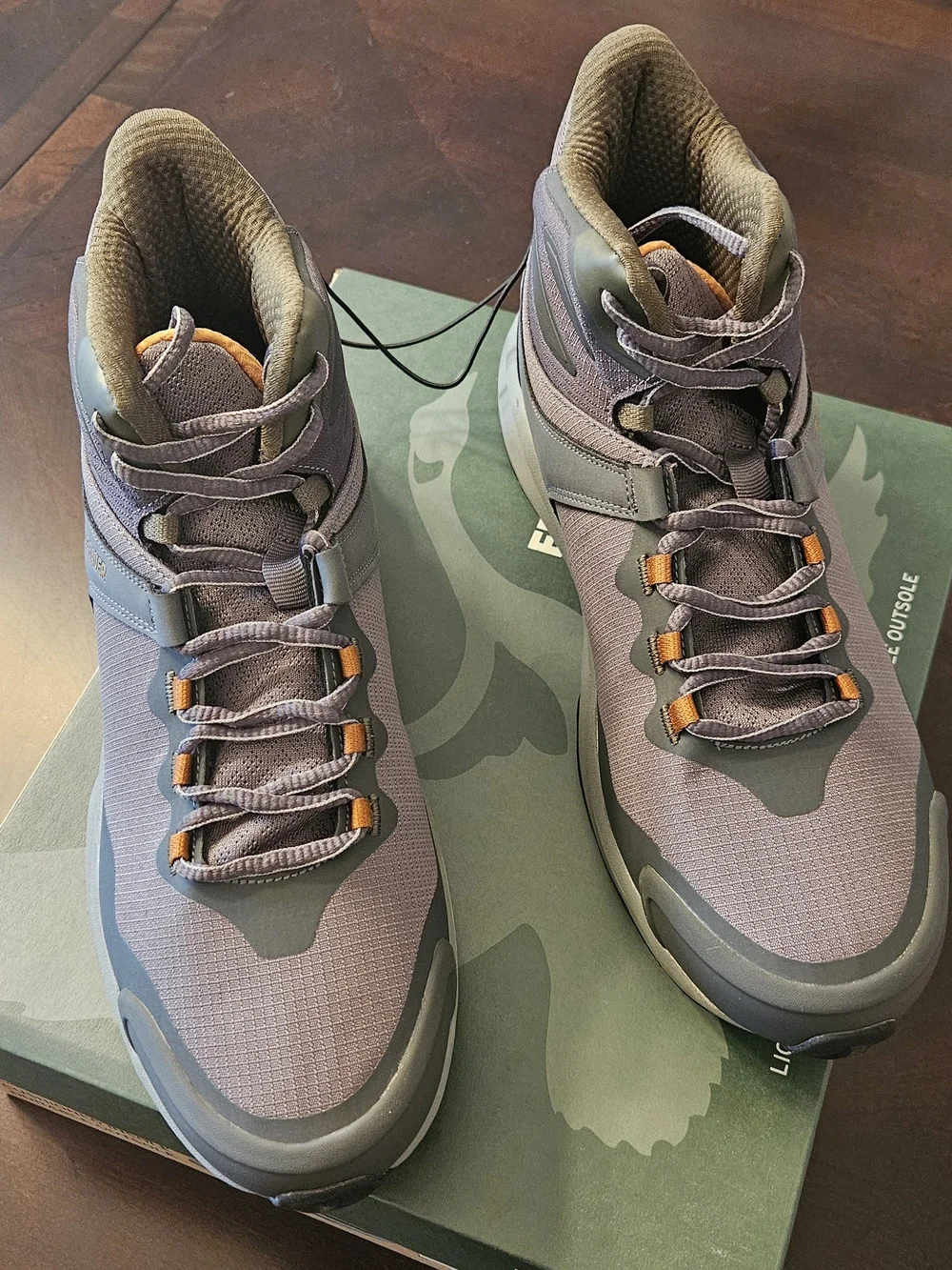Eddie Bauer Gray and Brown Mid-Top Hiking Boots